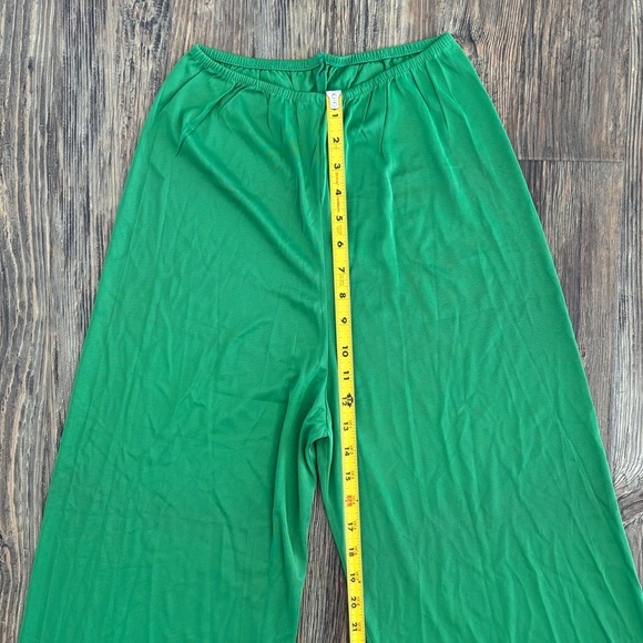 Vtg Gluvtex Wide Leg Slip Pants Size 34 Green Rayon Jersey Undergarment Pajamas - Picture 5 of 10